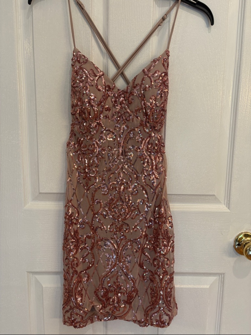 Windsor Rose Gold Sequin Mini Slip Dress